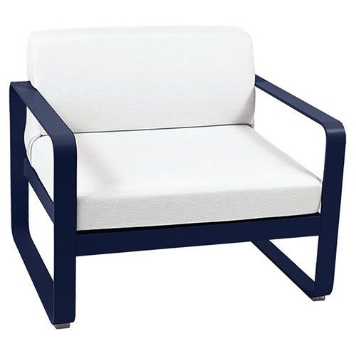 Fauteuil Bellevie Bleu Abysse Coussins Blanc Grisé