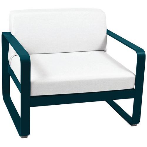Fauteuil Bellevie Bleu Acapulco Coussins Blanc Grisé