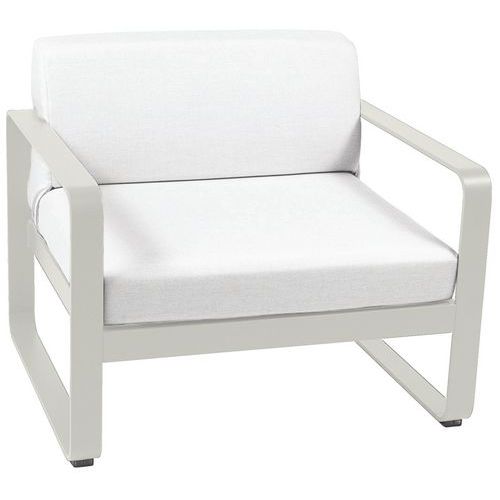 Fauteuil Bellevie Gris Argile Coussins Blanc Grisé