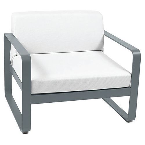 Fauteuil Bellevie Gris Orage Coussins Blanc Grisé