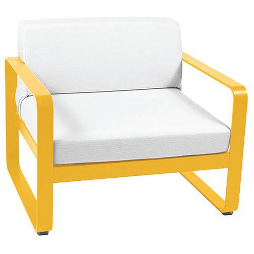 Fauteuil Bellevie Miel Coussins Blanc Grisé