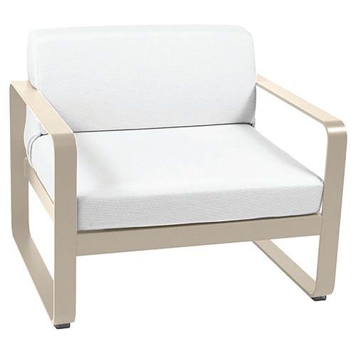 Fauteuil Bellevie Muscade Coussins Blanc Grisé