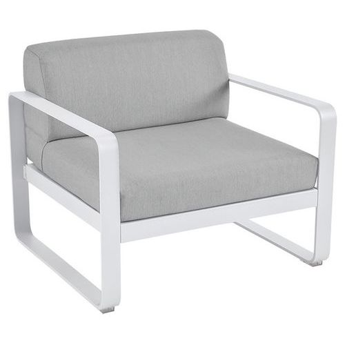 Fauteuil Bellevie Blanc Coton Coussins Gris Flanelle