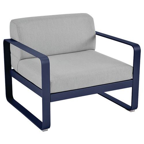 Fauteuil Bellevie Bleu Abysse Coussins Gris Flanelle