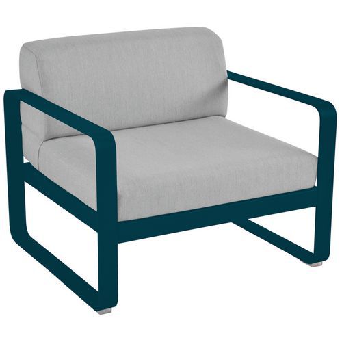 Fauteuil Bellevie Bleu Acapulco Coussins Gris Flanelle