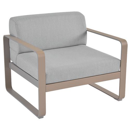 Fauteuil Bellevie Muscade Coussins Gris Flanelle