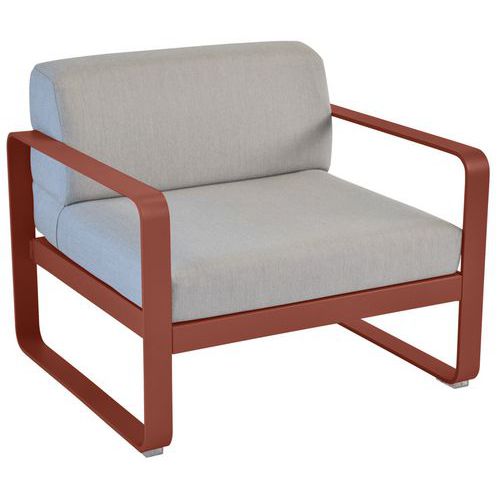 Fauteuil Bellevie Ocre Rouge Coussins Gris Flanelle