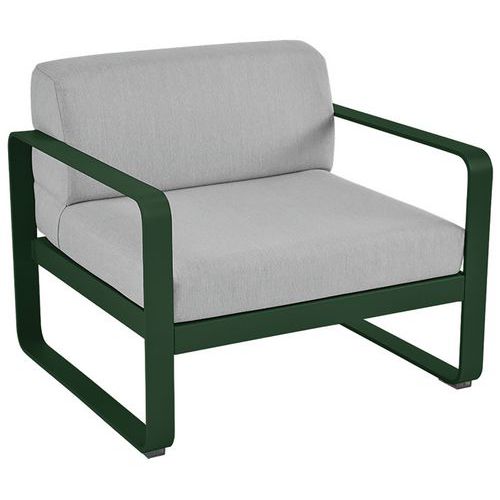 Fauteuil Bellevie Vert Cèdre Coussins Gris Flanelle
