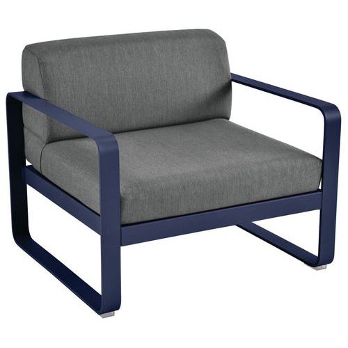 Fauteuil Bellevie Bleu Abysse Coussins Gris Graphite
