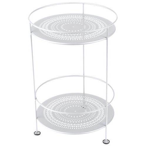 Guéridon Guinguette Double Plateau Perforé Blanc Coton