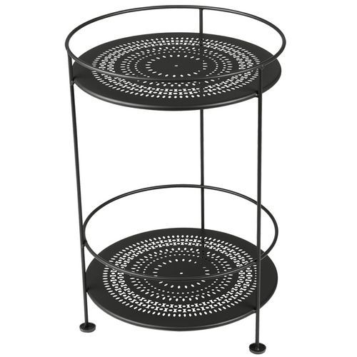 Guéridon Guinguette Double Plateau Perforé Réglisse