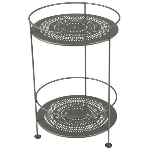 Guéridon Guinguette Double Plateau Perforé Romarin