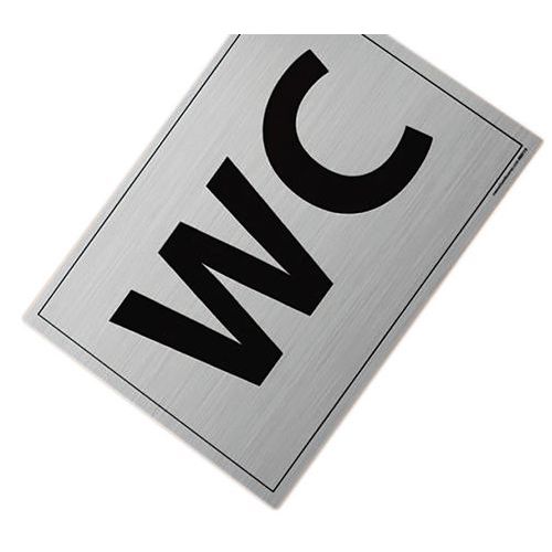 Plaque WC Gravée 10x14 cm ABS Gris - Indication Intérieur - Fixation Facile - Recyclable