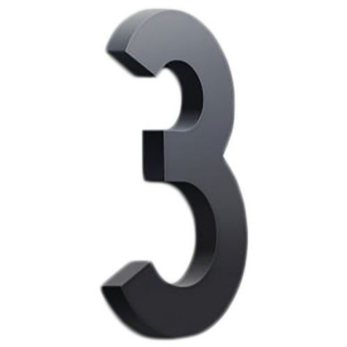 Chiffre adhésif relief pour plaque de porte n°3 Noir PVC 30mm - Accessibilité handicapé