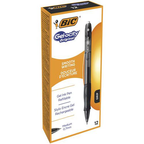 Stylo Roller Bic Gelocity - Pointe 07 Mm - Noir
