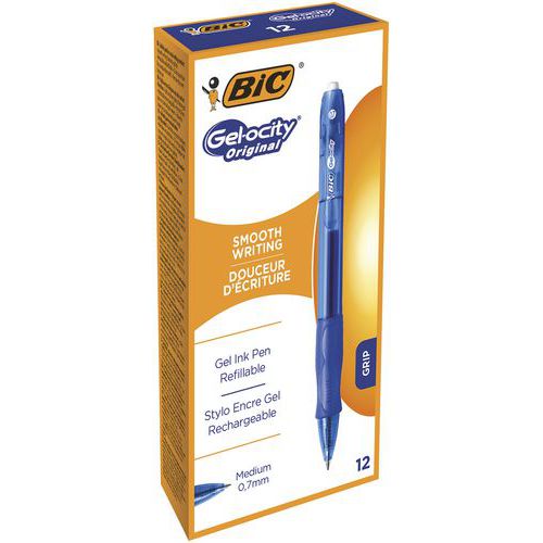 Stylo Roller Bic Gelocity - Pointe 07 Mm - Bleu