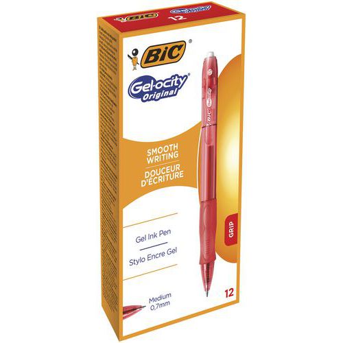 Stylo Roller Bic Gelocity - Pointe 07 Mm - Rouge
