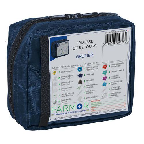 Farmor - Trousse de Secours Grutier - Adulte - Petit Kit - Bleu - 1-5 Personnes