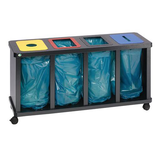 Station Tri Sélectif Quadruple Avec Anneau De Serrage 110l