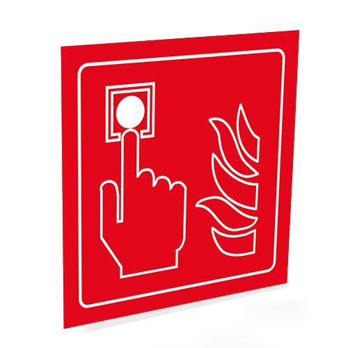 Plaque pictogramme Bouton Alarme Incendie - Acrylique Rigide Adhésif 15x15cm - Signalétique Sécurité Incendie