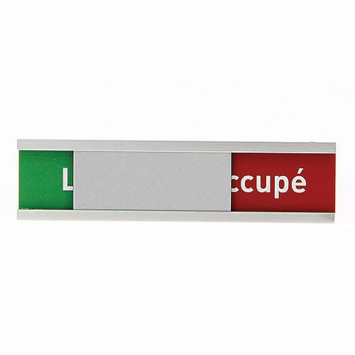 Plaque Libre/Occupé Natura Bois Aluminium - 21x5.5cm - Gris Vert Rouge - Adhésif