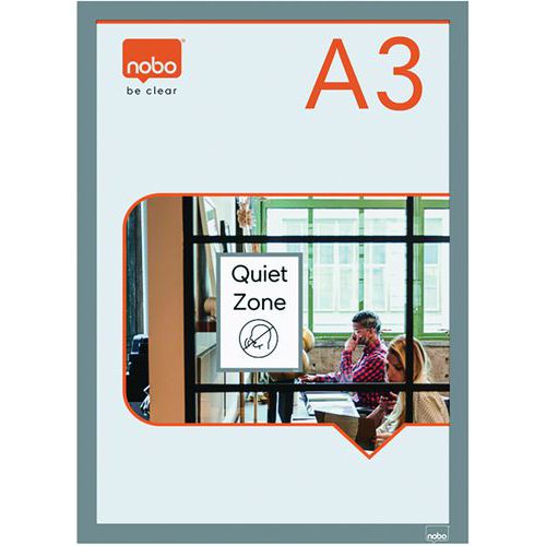 Nobo - Porte-affiche magnétique A3 Argent - Autocollant, 450x325mm, Film plastifié