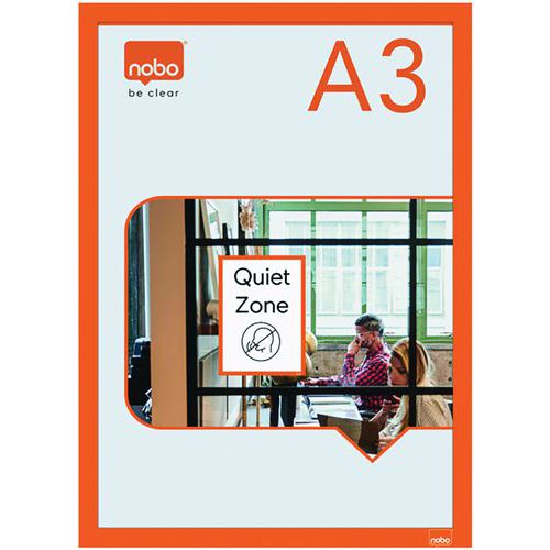 Lot de 2 - Porte-affiche Magnétique Autocollant - A3 - Orange