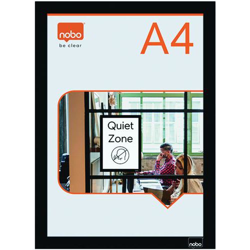 Lot de 2 - Porte-affiche Magnétique Autocollant - A4 - Noir