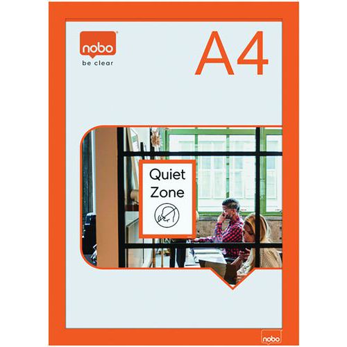Nobo - Porte-affiche magnétique autocollant A4 - Orange - Facile à installer