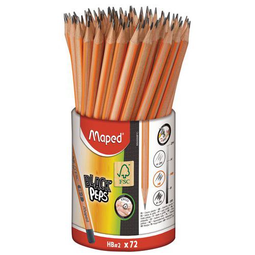 Maped - Crayon HB Blackpeps - Corps Bois MFC Noir/Orange - Éco-responsable
