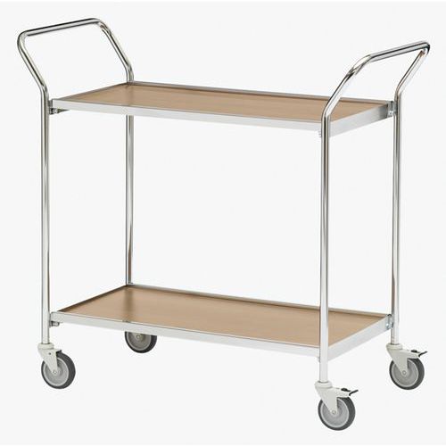 Table Roulante 2 Poignées - 2 Plateaux Chêne 1000x420mm - 150 Kg