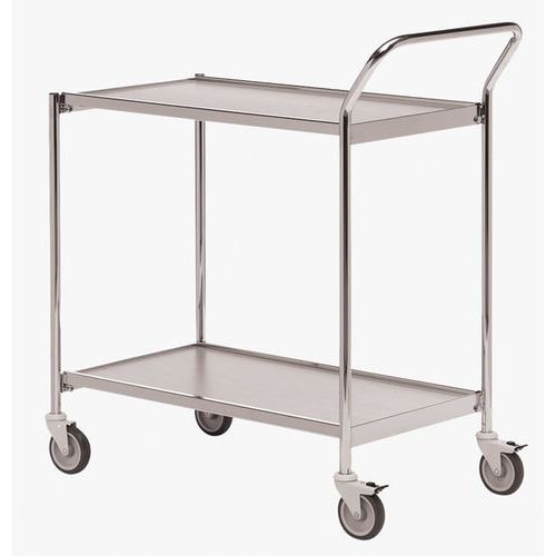 Table Roulante 800x420mm Chrome/gris - 2 Plateaux - 150 Kg