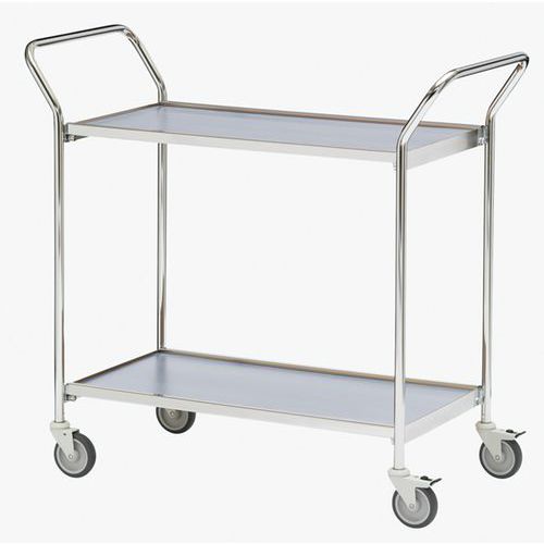 Table Roulante 2 Poignées - 2 Plateaux Gris 1000x420mm - 150 Kg