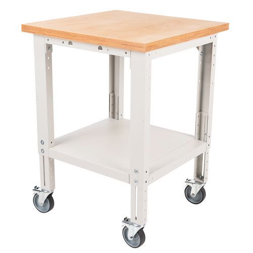Bott - Desserte mobile Cubio L750xP750xH840mm - Gris clair - Charge 300kg - Plateau Hêtre - Roulettes 125mm