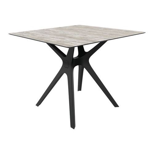 Resol - Table de jardin VELA S 90x90 cm - Résine, Aluminium - Carré, Marron clair/Noir - Usage Collectivité, Extérieur