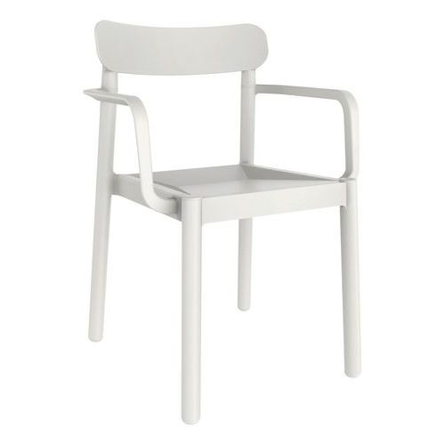 Garbar - Lot de 4 Fauteuils Elba Polypropylène Blanc - Empilables - Usage Collectivité - Intérieur/Extérieur