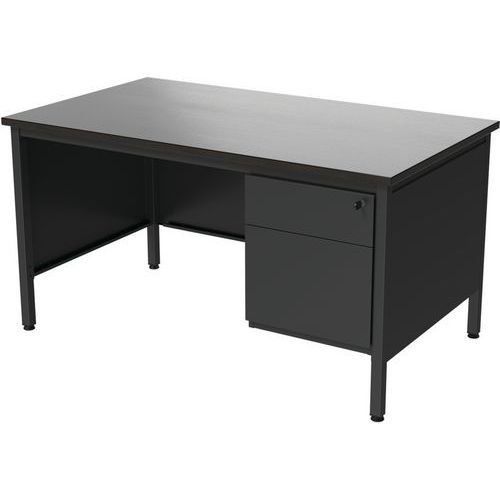 Bureau 1/2 Min L140 Noir Avec Caisson 2t Confort 2