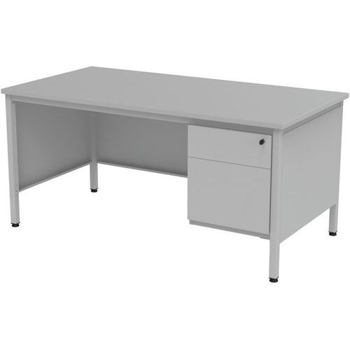 Bureau 1/2 Min L160 Gris Avec Caisson 2t Conf Ort 2