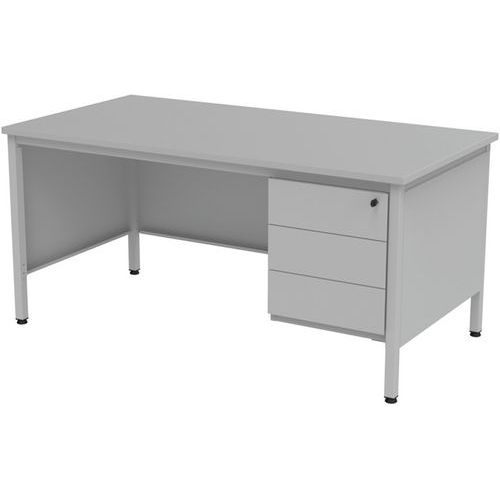 Bureau 1/2 Min L160 Gris Avec Caisson 3t Confort 2
