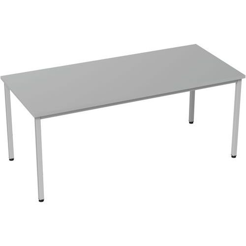 Robberechts - Bureau droit Confort 2 - 180x80 cm - Plateau mélaminé gris clair - Piétement métal 4 pieds gris clair - Éco-responsable