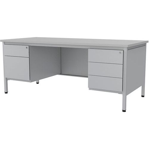 Robberechts - Bureau droit Confort 2 Gris 180x80cm - 5 tiroirs dont 1 à dossiers - Mélaminé ABS - Classique