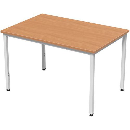 Robberechts - Bureau droit Confort 2 120x80cm Merisier Blanc - 4 pieds - Télétravail Ergonomique