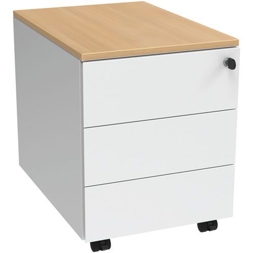Robberechts - Caisson mobile Confort 2 - 3 tiroirs - Chêne et Blanc Merisier - 55x42x60 cm - Idéal Télétravail