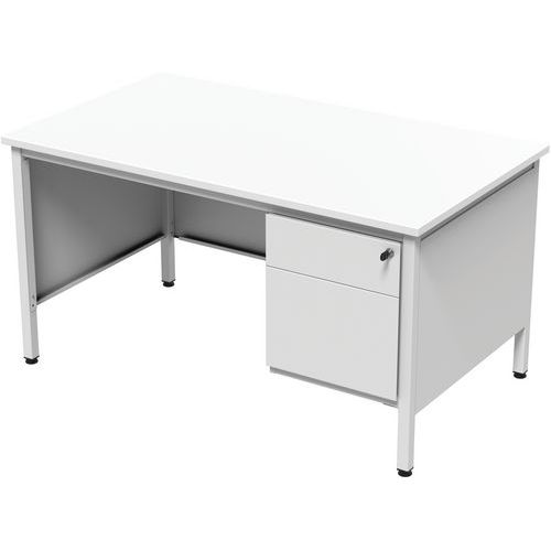 Bureau 1/2 Min L140 Blanc Avec Caisson 2t Confort 2
