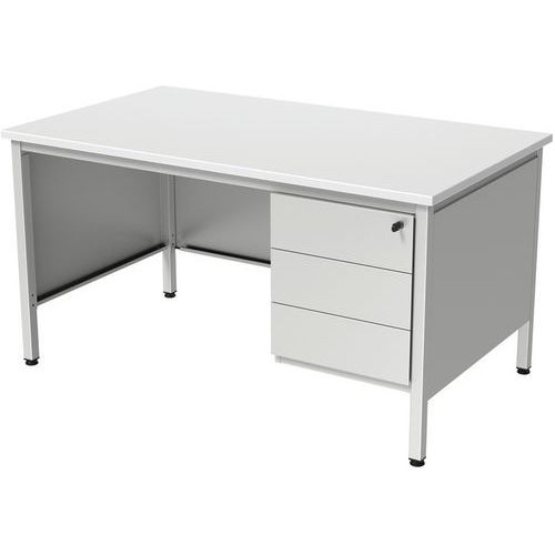 Bureau 1/2 Min L140 Blanc Avec Caisson 3t Confort 2