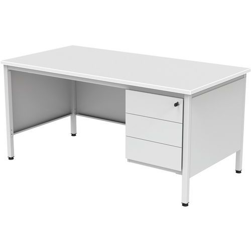 Bureau 1/2 Min L160 Blanc Avec Caisson 3t Confort 2
