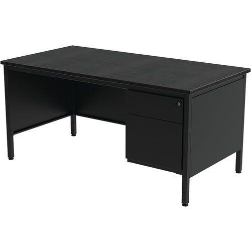 Bureau 1/2 Min L160 Noir Avec Caisson 2t Confort 2