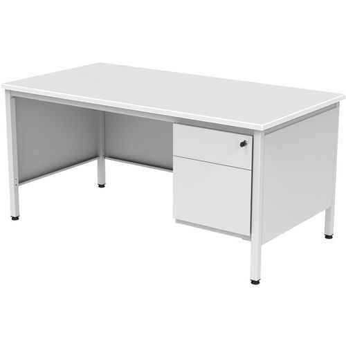 Bureau 1/2 Min L160 Blanc Avec Caisson 2t Confort 2