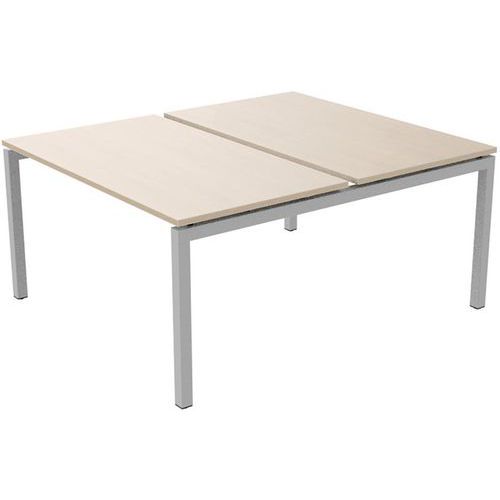 Robberechts - Bureau droit Bench 2 places 140 cm Chêne - Piétement Blanc Acier - Éco-responsable
