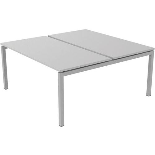 Robberechts - Bureau droit Bench 2 places 160 cm Blanc - Piétement Acier - Plateau Mélaminé 25mm - Éco-responsable